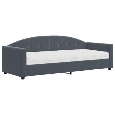 Slaapbank met matras 80x200 cm fluweel donkergrijs - thumbnail