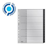 Leitz Recycle tabbladen, ft A4, 11-gaatsperforatie, PP, zwart, 1-20 - thumbnail