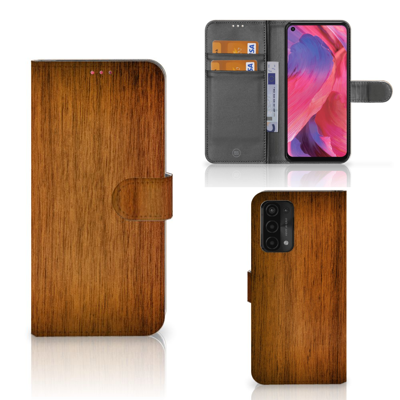 OPPO A54 5G | A74 5G | A93 5G | Book Style Case | Donker Hout