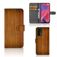 OPPO A54 5G | A74 5G | A93 5G | Book Style Case | Donker Hout - thumbnail