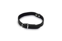 Lederen honden halsband zwart - 47 cm x 18 mm - thumbnail