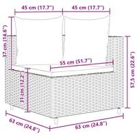 10-delige Loungeset met kussens poly rattan zwart - thumbnail