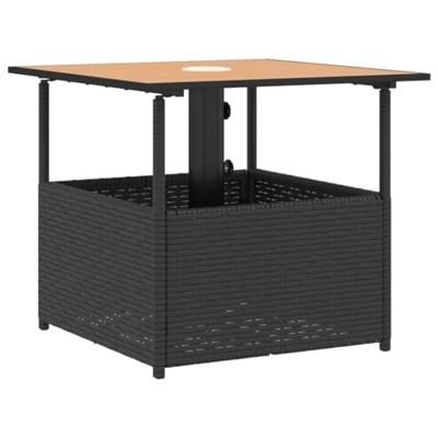 Tuintafel met parasolgat 55x55x46,5 cm poly rattan zwart Tuintafel met parasolgat 55x55x46,5 cm poly rattan zwart