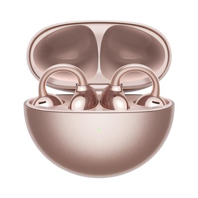 Huawei FreeClip, innovatief clipdesign, intensieve open-ear luisterervaring, AI-achtergrondruisonderdrukking bij oproepen, superlange batterijduur, compatibel met Android en iOS, roségoud