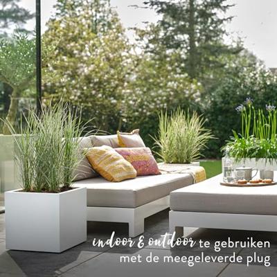 Elho Vivo Next Square 40 Bloembak - Wit - Ø 39 x H 38 cm - binnen/buiten - 100% gerecycled