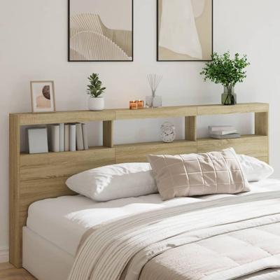 Hoofdbordkast met LED-verlichting 220x17x102 cm sonoma eiken Hoofdbordkast met LED-verlichting 220x17x102 cm sonoma eiken