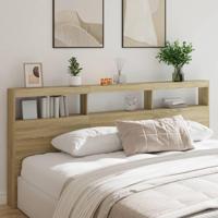 Hoofdbordkast met LED-verlichting 220x17x102 cm sonoma eiken - thumbnail