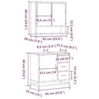 2-delige Badkamermeubelset bewerkt hout gerookt eikenkleurig - thumbnail