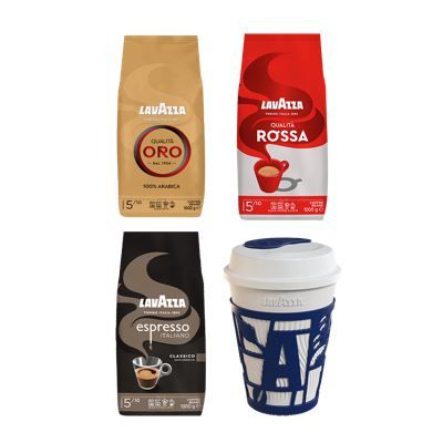Proefpakket - Lavazza - 3 KG Koffiebonen + Travelmug