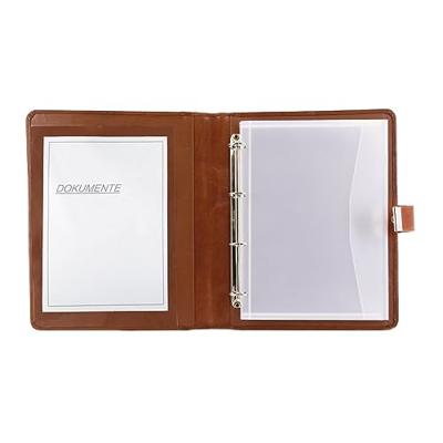 Alassio JU-31516 Documentenmap A4. 4 Ringsmechaniek Leer Cognac 36x28x4,5cm Met Slot