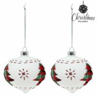 Kerstballen 8 cm (2 uds) Kristal Wit - thumbnail