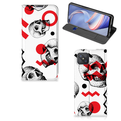 Mobiel BookCase OPPO Reno4 Z 5G Skull Red Mobiel BookCase OPPO Reno4 Z 5G Skull Red