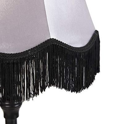 QAZQA Vloerlamp zwart met Granny kap zwart met grijs - Classico