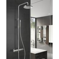 Hotbath Buddy - Stortdoucheset - 200 mm Hoofddouche - 360 mm Hartafstand - Glijstang - Staafmodel Handdouche - Chroom - Hoogglans - Opbouw - 1/2 Inch Aansluiting - thumbnail