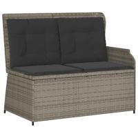 3-delige Loungeset met kussens poly rattan grijs - thumbnail