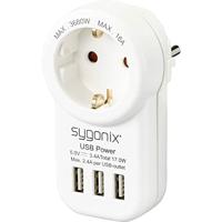 Sygonix SY-4755856 Tussenstekker Met USB Wit - thumbnail