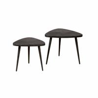 Tower Living Driehoekige Salontafel 'Viola' Mangohout, Set van 2 stuks, kleur Zwart - thumbnail
