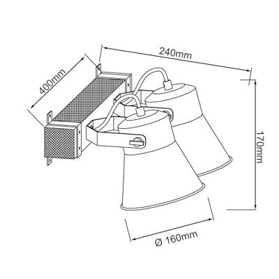 Brilliant 2-lichts plafondlampDecca zwart met bruin - 85829/46