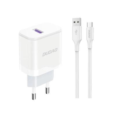 Dudao - Stekker met USB aansluiting (5V) - USB naar Lighting iPhone oplader - 2.4A oplaadkabel - Datakabel - 1 Meter - Wit