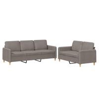 2-delige Loungeset met kussens stof taupe - thumbnail