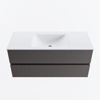 MONDIAZ VICA 110cm badmeubel onderkast Dark Grey 2 lades. Wastafel CLOUD midden zonder kraangat, kleur Talc. - thumbnail