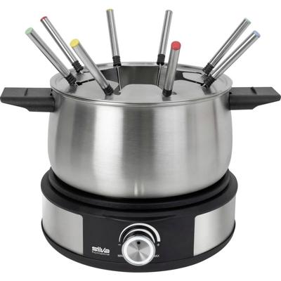 Silva PK-F 140 Fondue 1500 W Oververhittingsbeveiliging, 8 fonduevorkjes Zwart, RVS