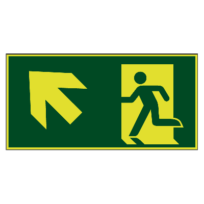 Nooduitgang naar links boven lichtgevend - 400 x 200 mm - Kunststof bord