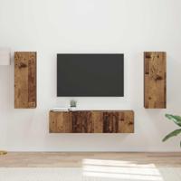 Tv-meubelset Wandgemonteerd 2 pcs Oudhout Bewerkt hout - thumbnail