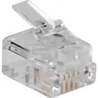 ACT TD104 RJ11 (6P/4C) Modulaire Connector | Platte Kabel - 25 stuks - thumbnail