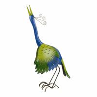 Metalen Zwaan Opgeheven Kop Blauw/Groen - thumbnail