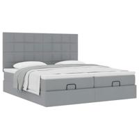 Ottoman bed met matrassen 180x200cm stof lichtgrijs - thumbnail
