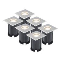 Set van 6 LED Grondspots vierkant buiten - Dimbaar - GU10 - 4000K neutraal wit - 4 Watt 345 Lumen - Tuinspot - Oprit - RVS - IP64 Waterdicht - thumbnail