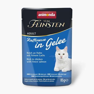ANIMONDA Vom Feinsten Raffinesse in gelei rijk aan Kip met Zalm - nat kattenvoer - 85g