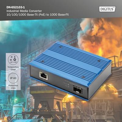 Digitus DN-652103-1 netwerk media converter 1000 Mbit/s Multimode, Single-mode Zwart, Blauw Digitus DN-652103-1 netwerk media converter 1000 Mbit/s Multimode, Single-mode Zwart, Blauw