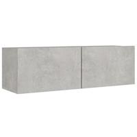 8-delige Tv-meubelset bewerkt hout betongrijs - thumbnail