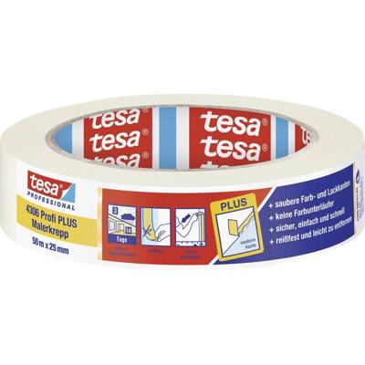 Tesa Afplakband | licht gecrêpt | lichtbeige | lengte 50 m | breedte 25 mm | wiel | 12 stuks - 04306-00043-02 04306-00043-02