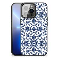 iPhone 13 Pro Max Bloemen Hoesje Flower Blue - thumbnail