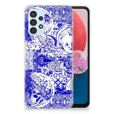 Silicone Back Case Samsung Galaxy A13 4G Angel Skull Blauw Silicone Back Case Samsung Galaxy A13 4G Angel Skull Blauw
