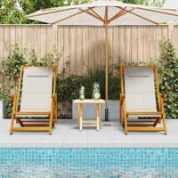 Strandstoel 2 pcs Bruin 61.5 x 123 x 82cm Massief acaciahout - thumbnail