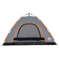 VidaXL Tent 5-persoons snelontgrendeling grijs en oranje - thumbnail