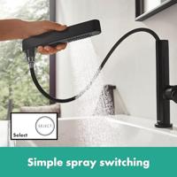 Hansgrohe Wastafelkraan Finoris 230 2 Jets Met Uittrekbare Vuistdouche Met PushOpen Mat Zwart - thumbnail