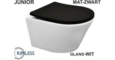 Saqu Sky 2.0 compact randloos hangtoilet met slimseat toiletbril met quickrelease wit/zwart