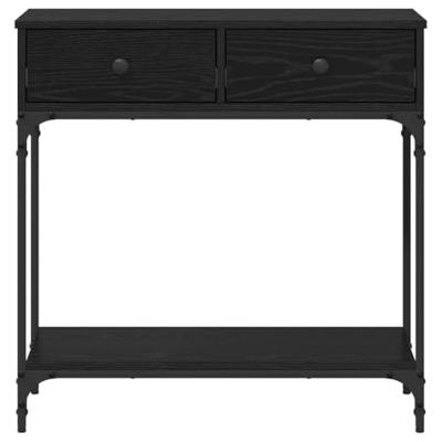 Wandtafel met lade Zwart eiken 75 x 34.5 x 75 cm Bewerkt hout