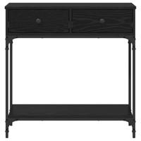Wandtafel met lade Zwart eiken 75 x 34.5 x 75 cm Bewerkt hout - thumbnail