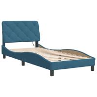 Bedframe met LED zonder matras fluweel blauw 140x190 cm - thumbnail