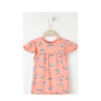 s.Oliver T-shirt met dierenprint en plooien oranje/zwart/wit - thumbnail