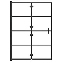Douchewand inklap ALU frame 100x140 cm ESG zwart - thumbnail