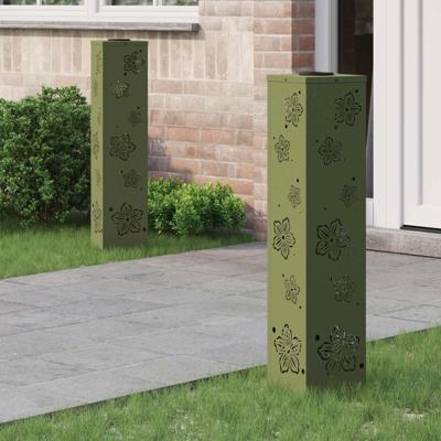 VidaXL Solar led pad licht 2 pcs olijf groen koudgewalst staal