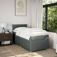 Boxspring met matras stof donkergrijs 90x190 cm - thumbnail