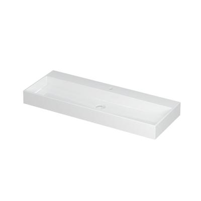 INK United Wastafel Porselein met 1 Kraangat incl. Porseleinen Click Plug en Verborgen Overloop Systeem - 1200x450x110 mm - Glans Wit